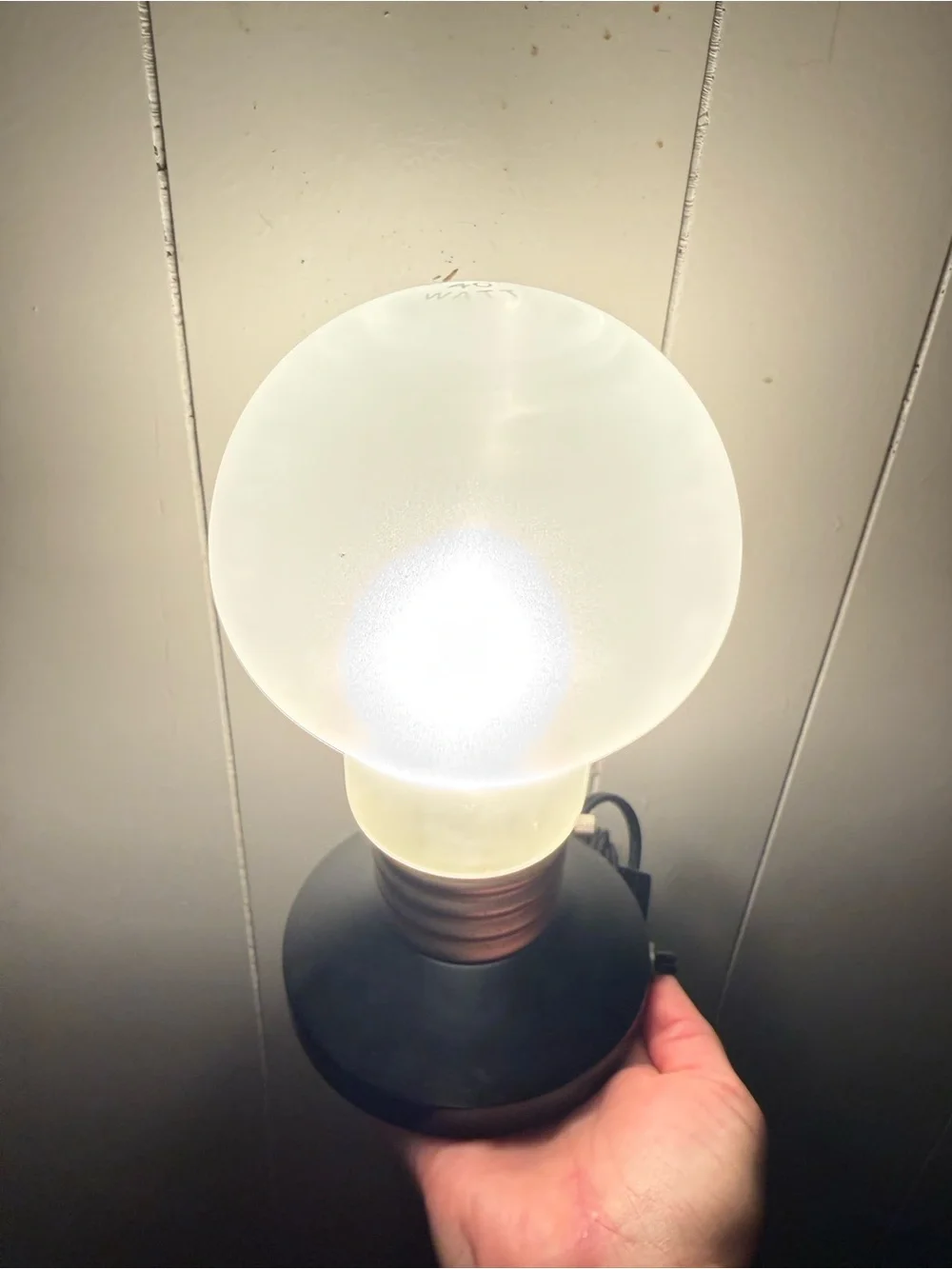 IKEA Frosted White Globe Party Light with Silver Neck and Black Base